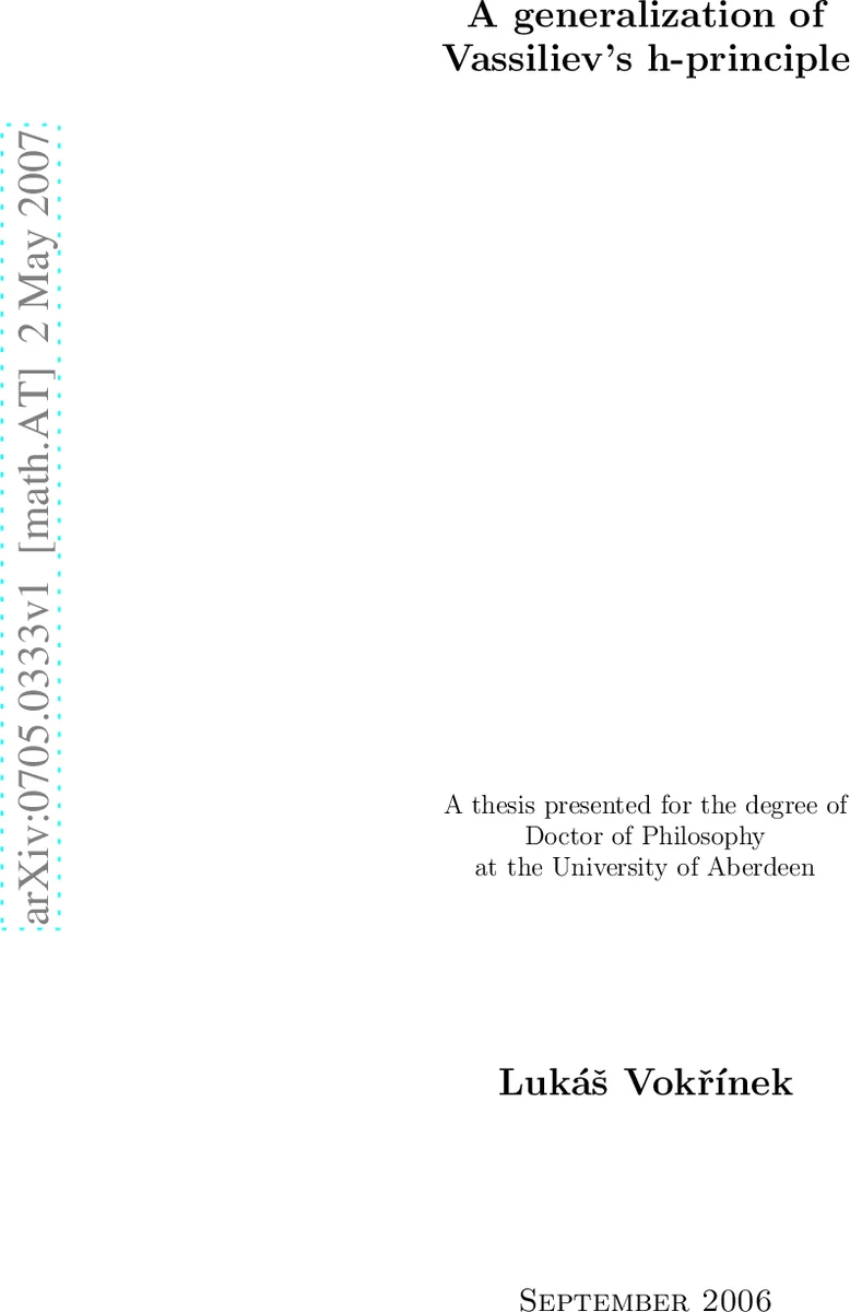 A generalization of Vassilievs h-principle