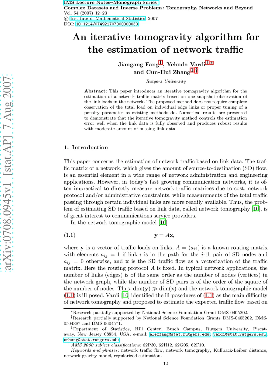 An iterative tomogravity algorithm for the estimation of network traffic