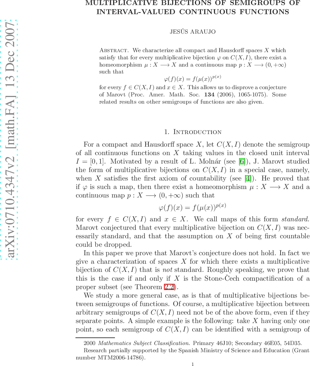 Multiplicative bijections of semigroups of interval-valued continuous   functions