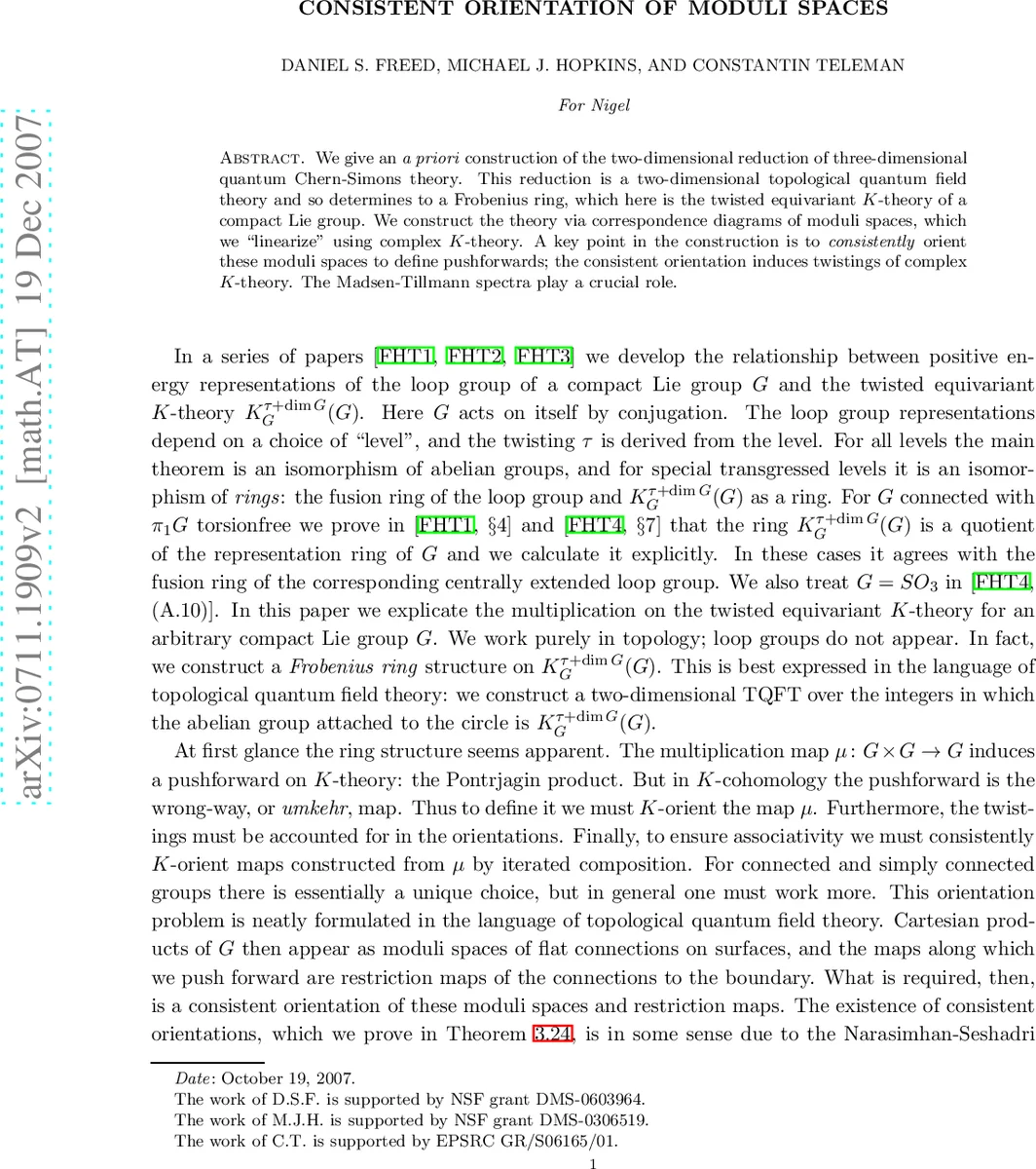 Consistent Orientation of Moduli Spaces