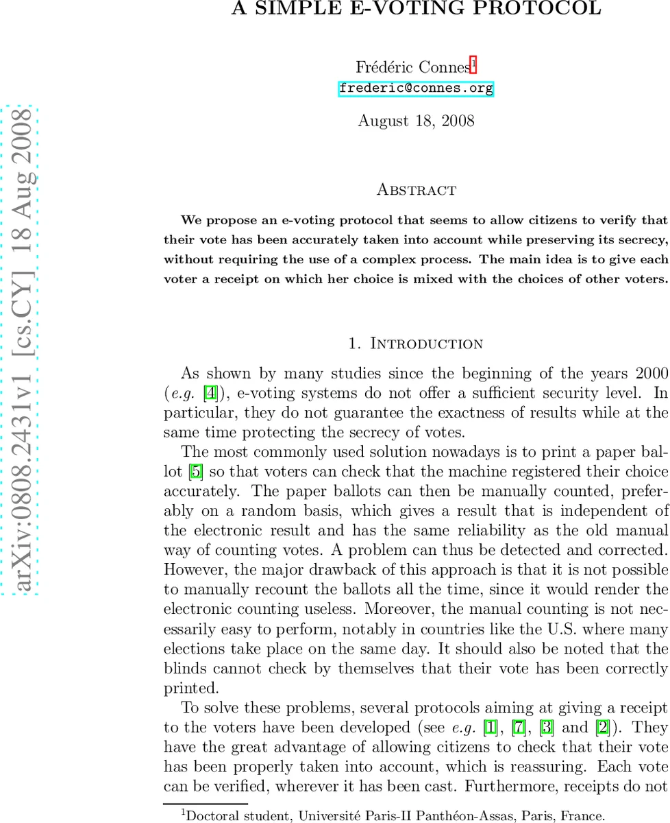 A Simple E-Voting Protocol