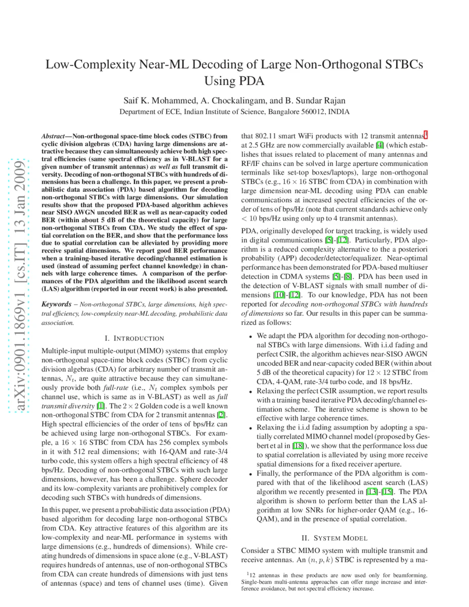 Low-Complexity Near-ML Decoding of Large Non-Orthogonal STBCs Using PDA