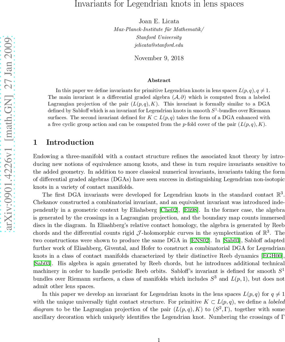 Invariants for Legendrian knots in lens spaces