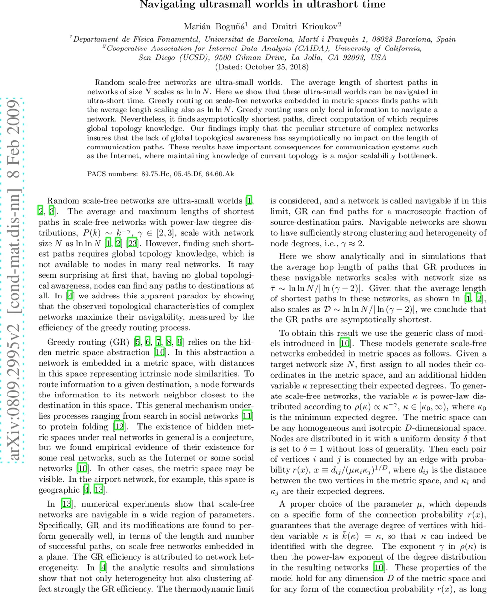 Navigating ultrasmall worlds in ultrashort time