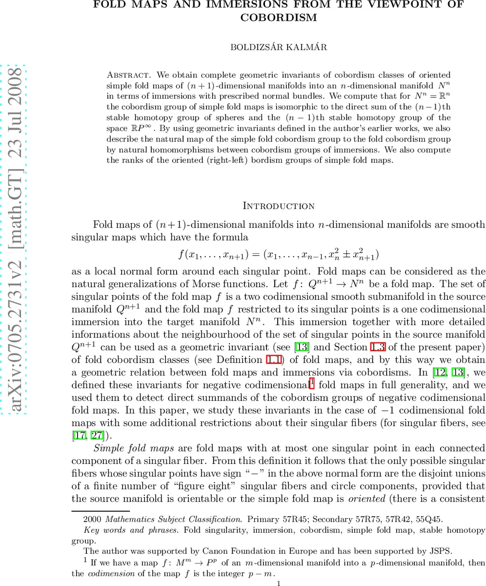 Fold maps and immersions from the viewpoint of cobordism