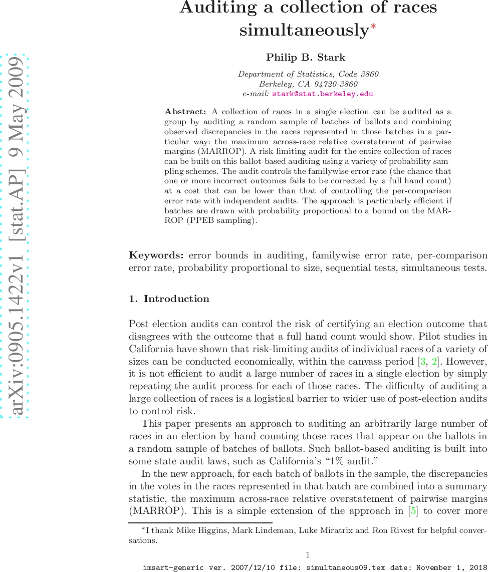 Auditing a collection of races simultaneously