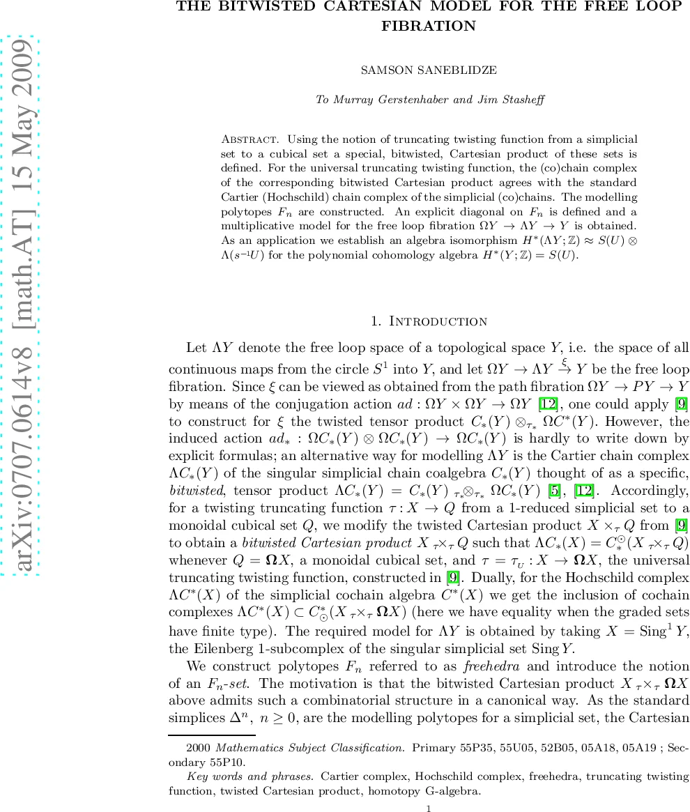 The bitwisted Cartesian model for the free loop fibration