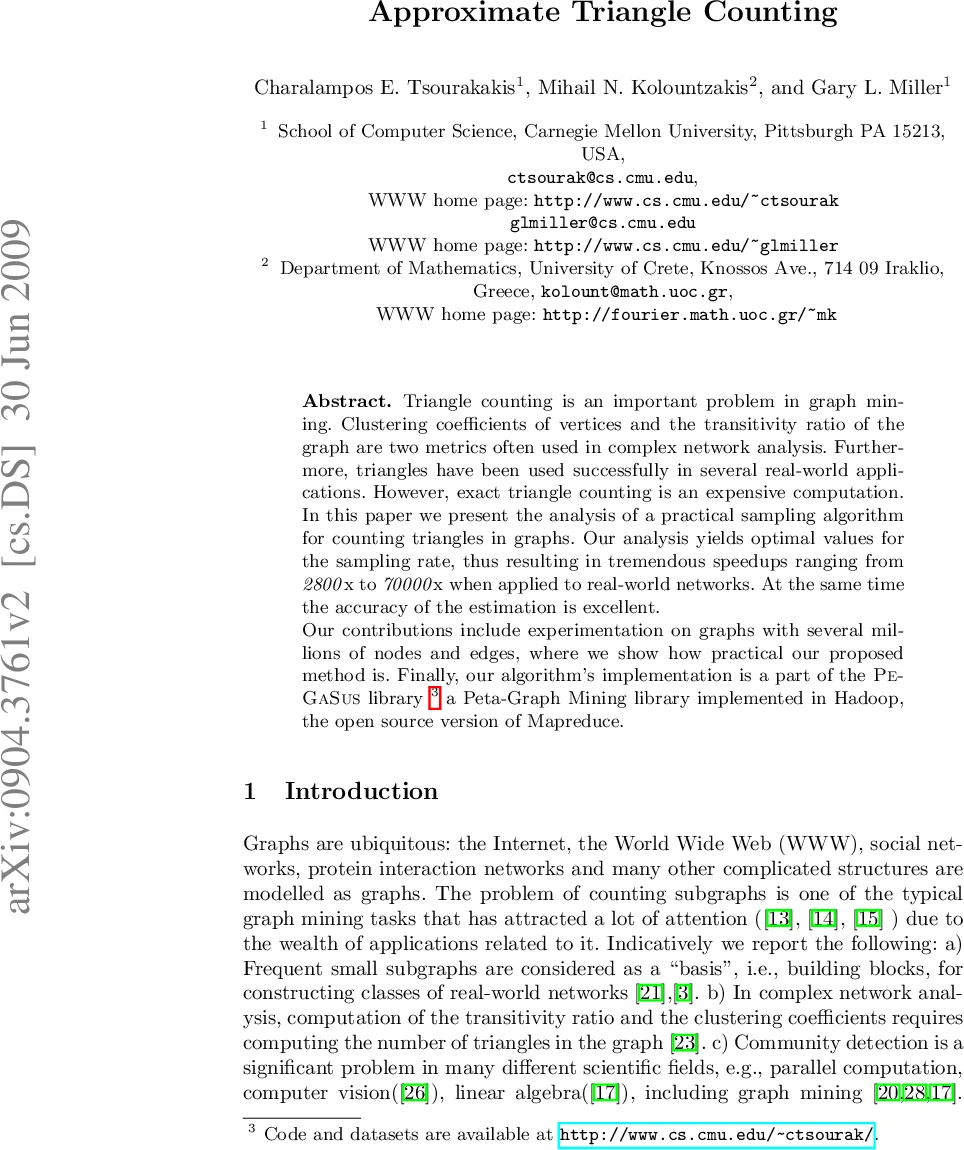 Approximate Triangle Counting