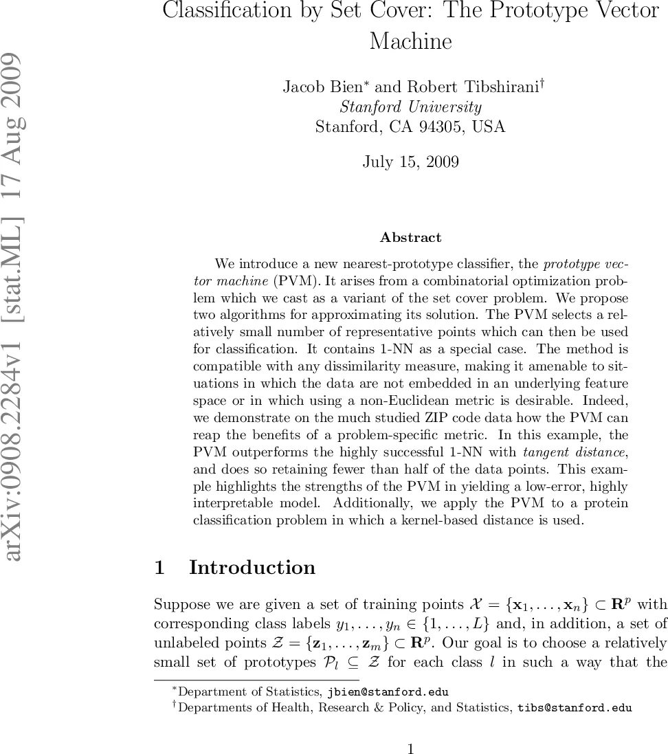 Classification by Set Cover: The Prototype Vector Machine