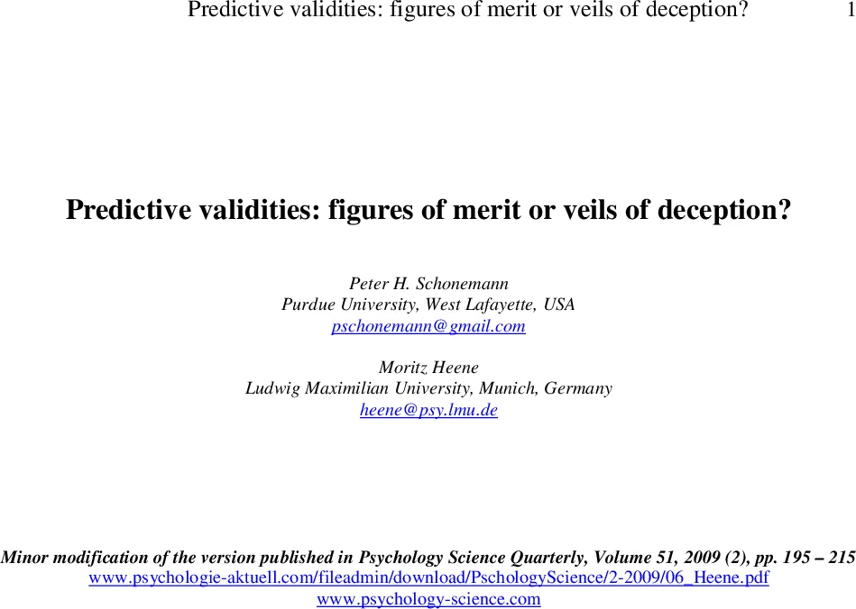 Predictive validities: figures of merit or veils of deception?
