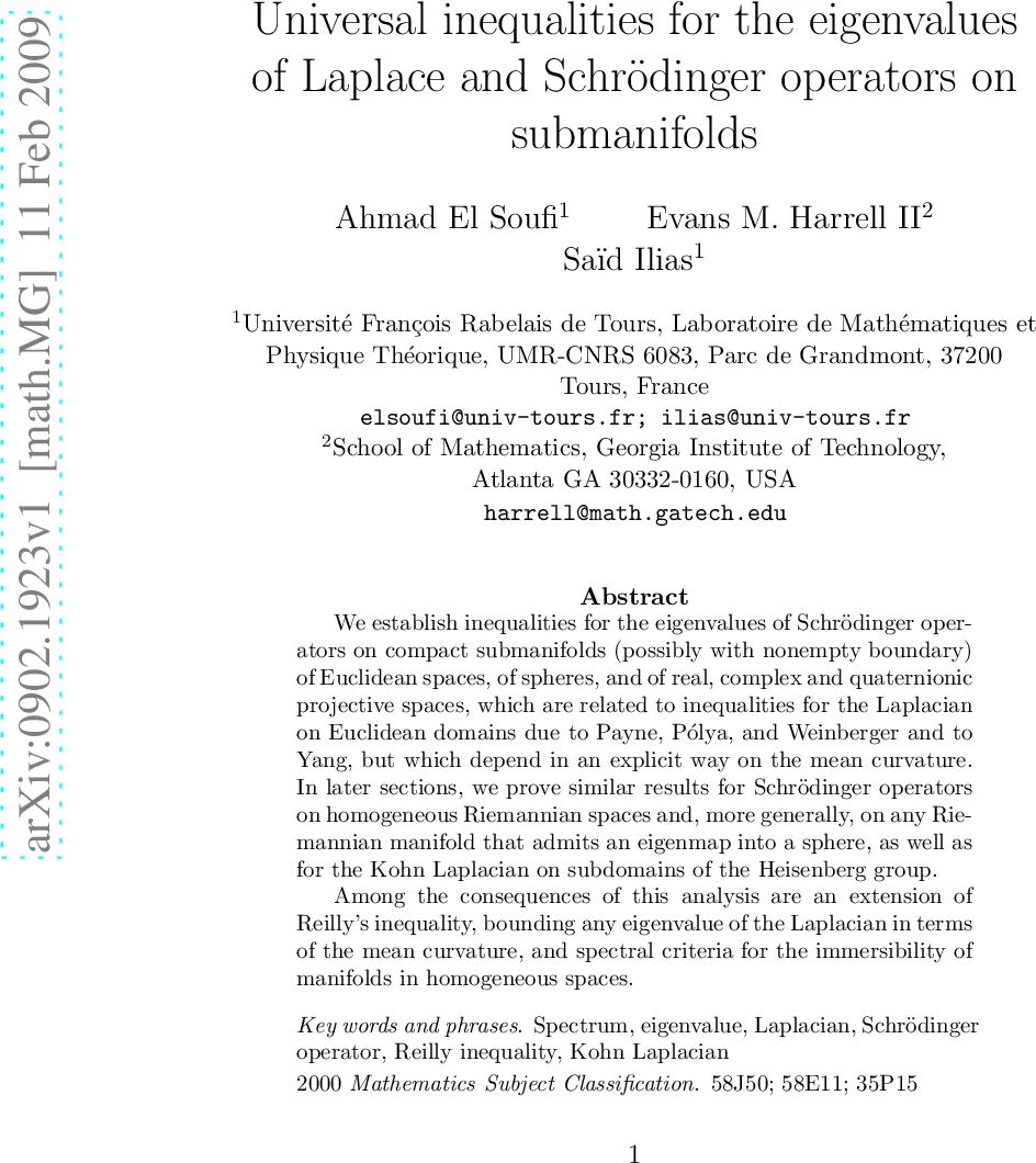 Universal inequalities for the eigenvalues of Schrodinger operators on   submanifolds