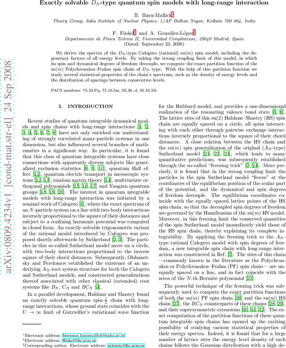Exactly solvable D_N-type quantum spin models with long-range   interaction