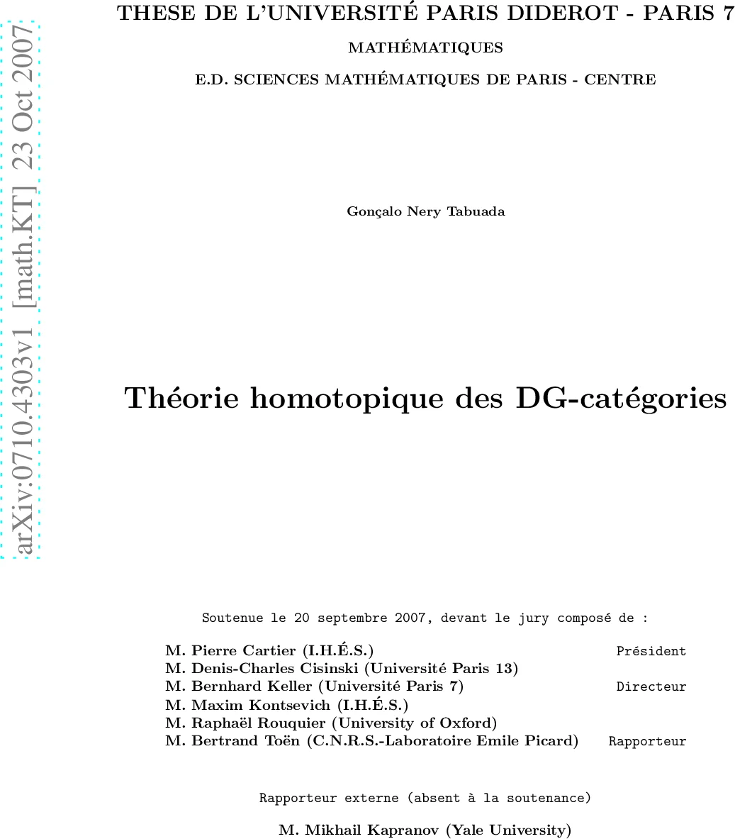 Theorie homotopique des DG-categories