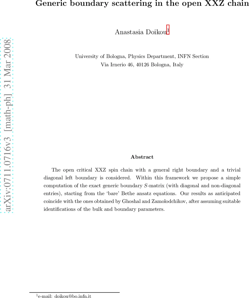 Generic boundary scattering in the open XXZ chain