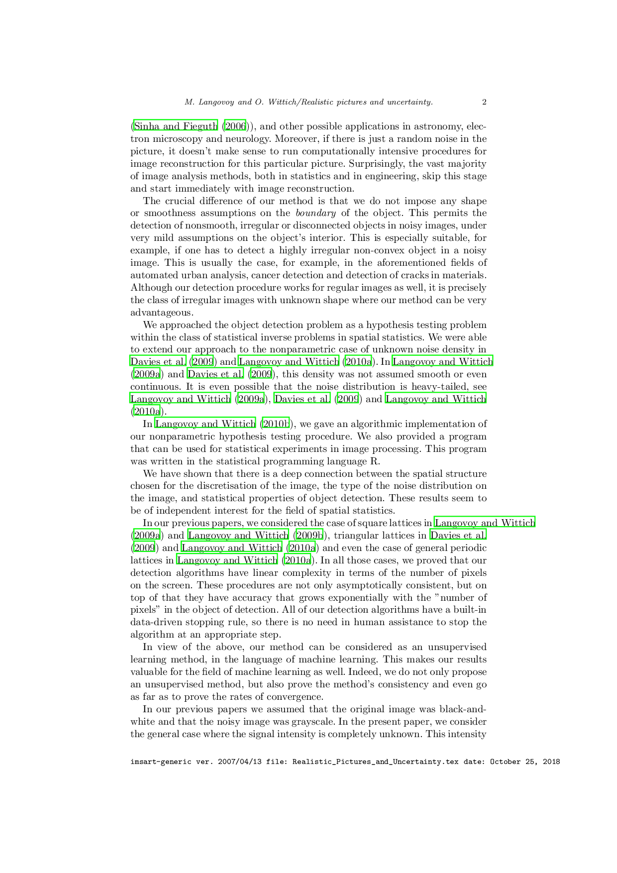 Multiple testing, uncertainty and realistic pictures
