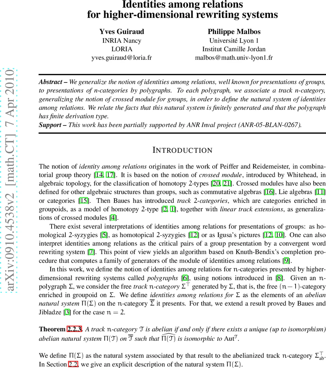 Identities among relations for higher-dimensional rewriting systems