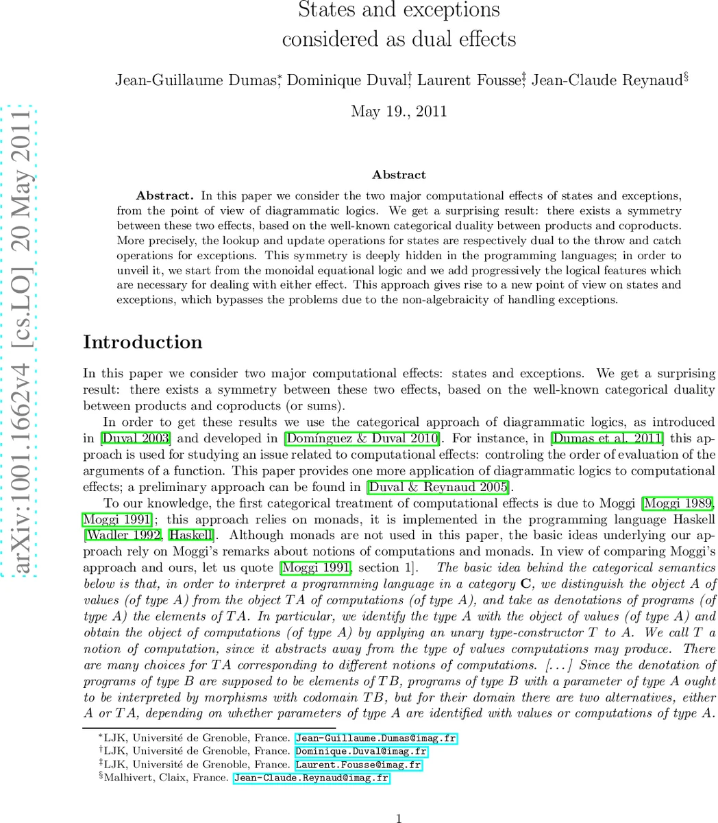 States and exceptions considered as dual effects