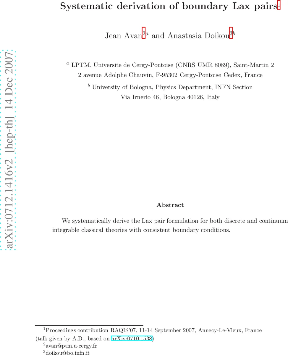 Systematic derivation of boundary Lax pairs