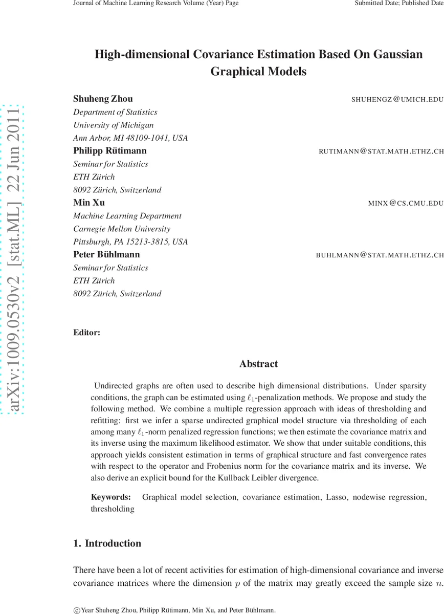 High-dimensional covariance estimation based on Gaussian graphical   models
