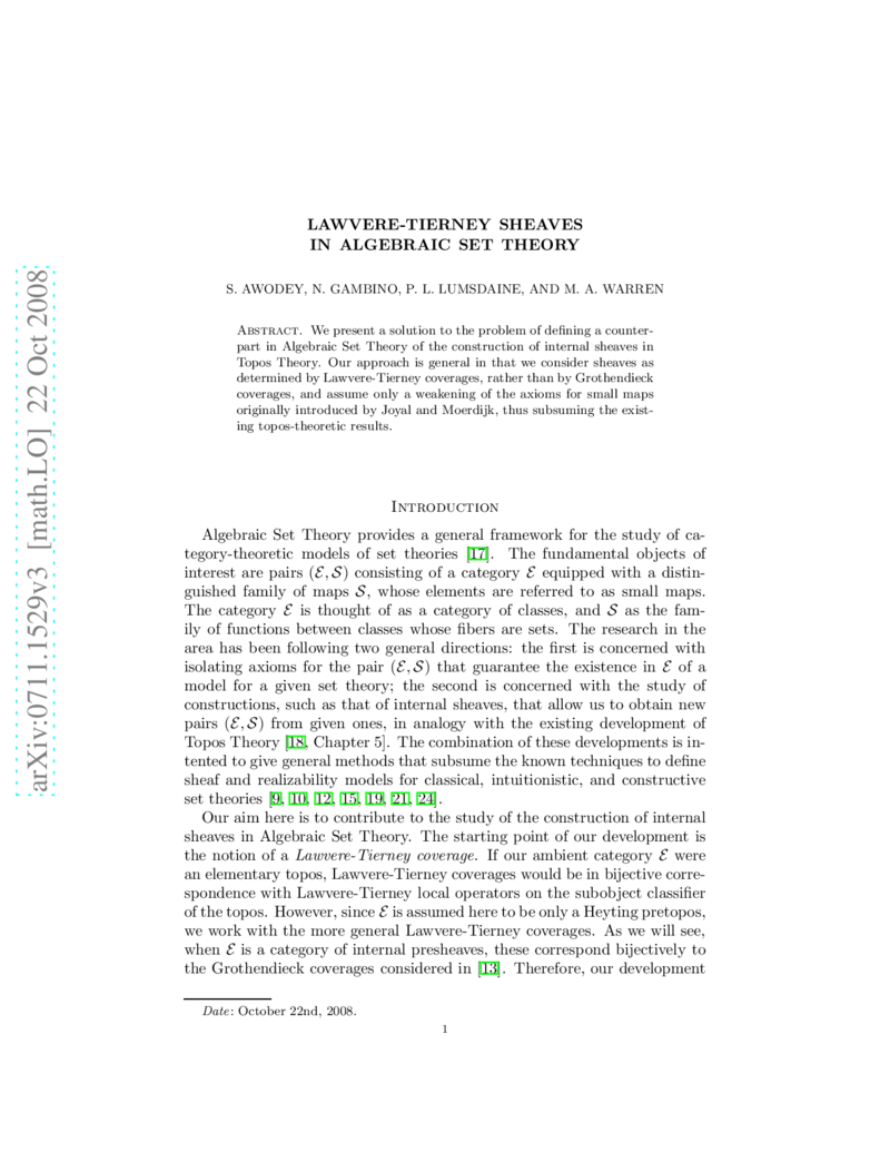 Lawvere-Tierney sheaves in algebraic set theory