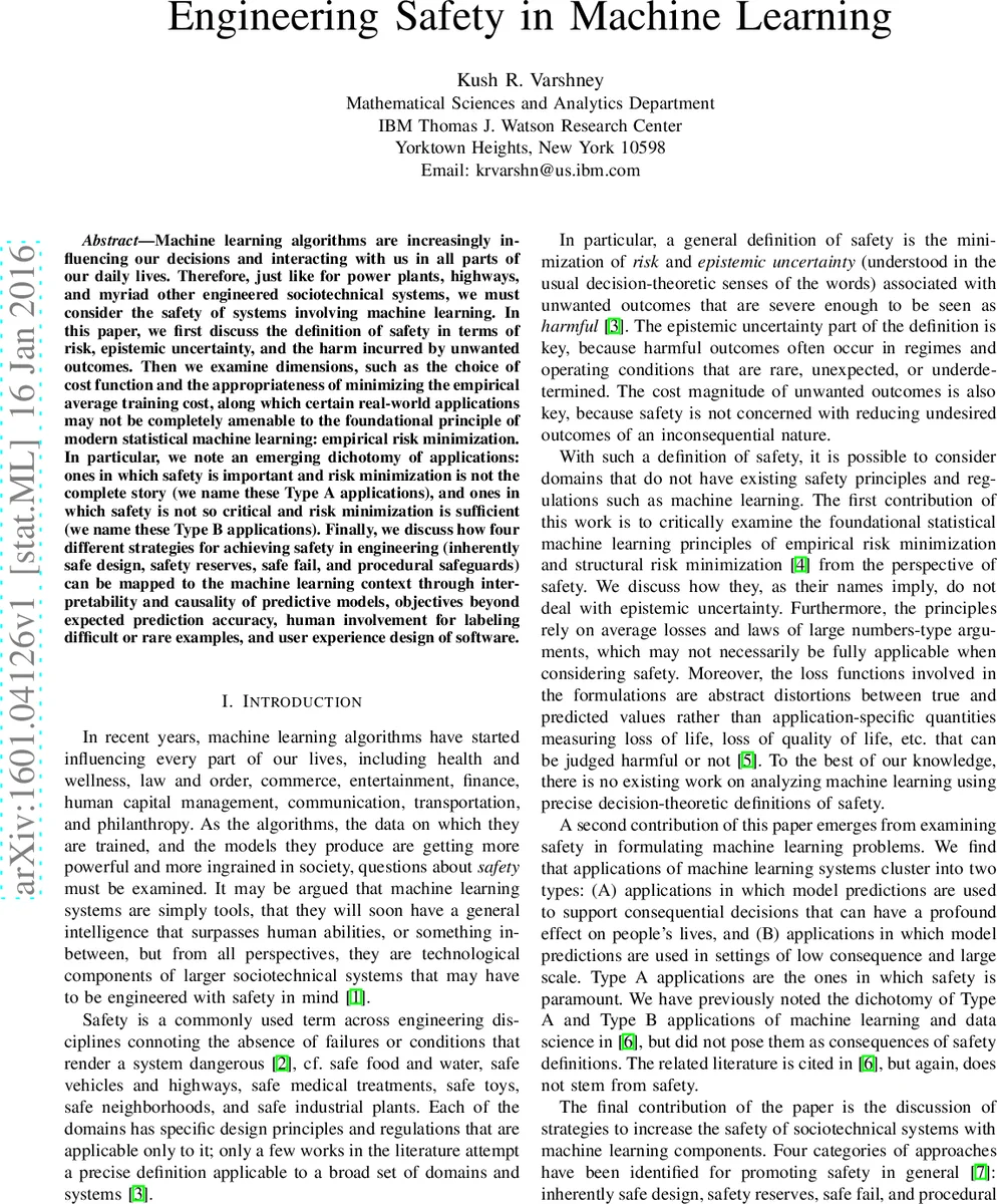 Engineering Safety in Machine Learning