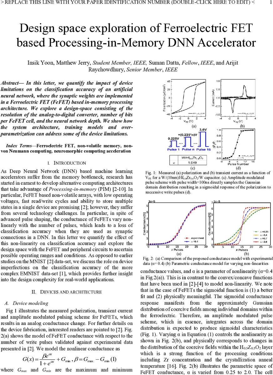 Design space exploration of Ferroelectric FET based Processing-in-Memory   DNN Accelerator
