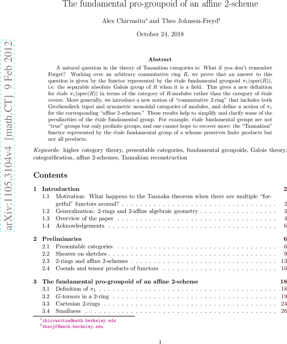 The fundamental pro-groupoid of an affine 2-scheme