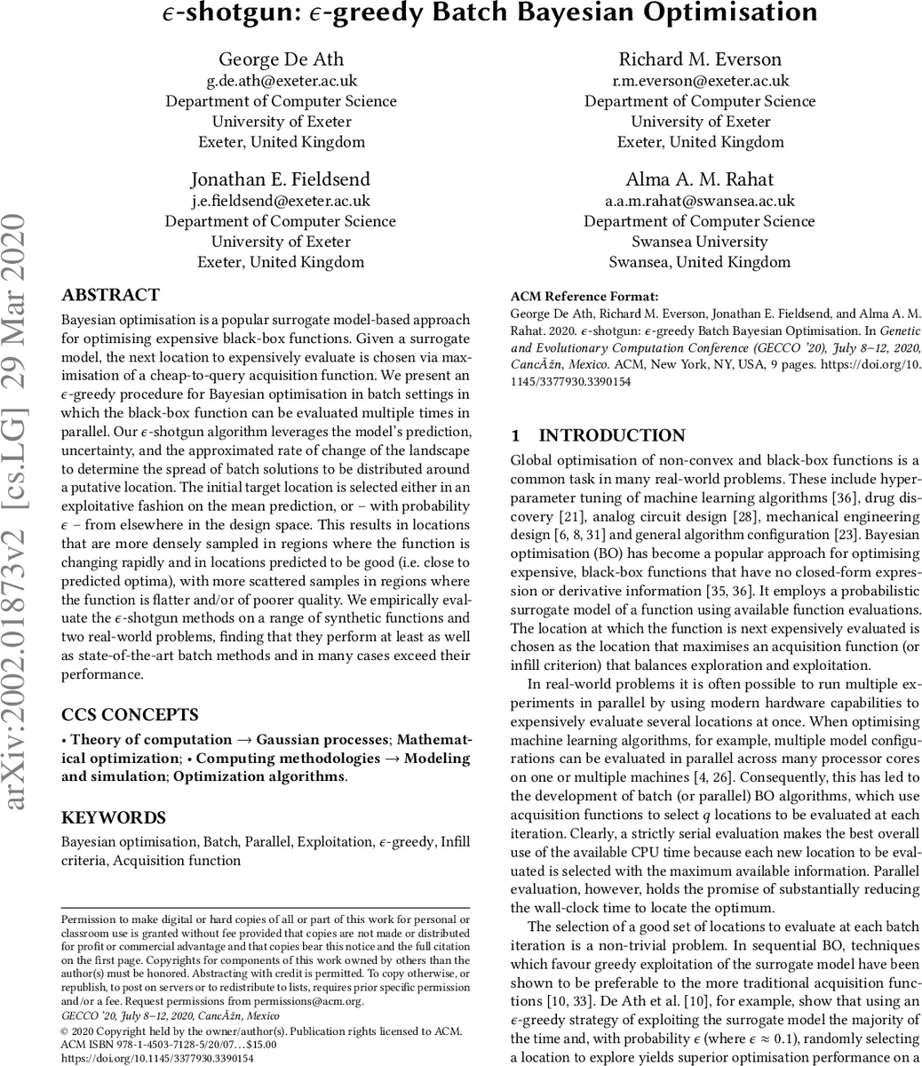 $epsilon$-shotgun: $epsilon$-greedy Batch Bayesian Optimisation