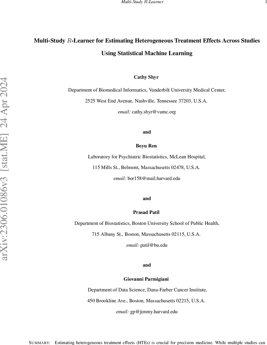 Multi-Study R-Learner for Estimating Heterogeneous Treatment Effects Across Studies Using Statistical Machine Learning