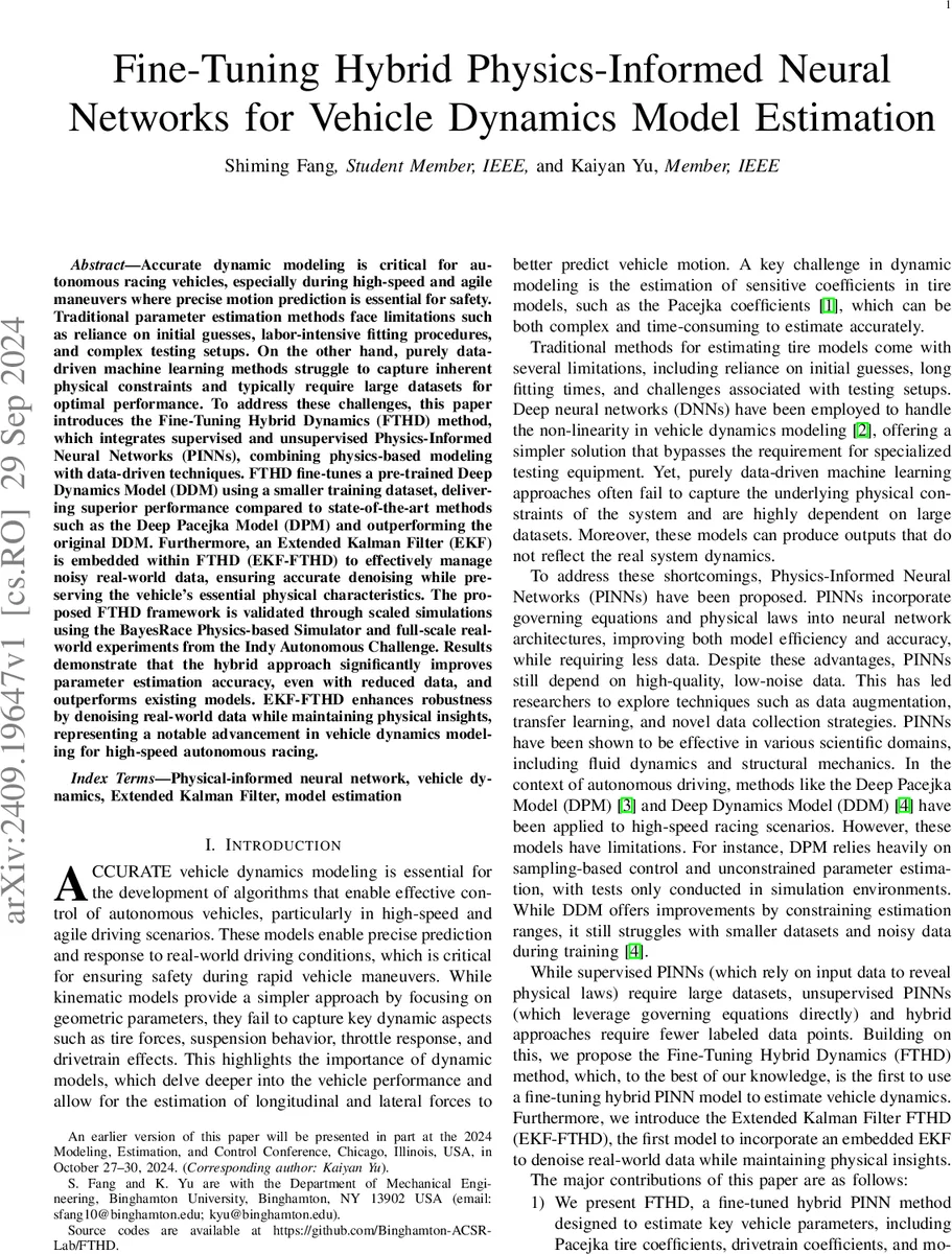 Fine-Tuning Hybrid Physics-Informed Neural Networks for Vehicle Dynamics Model Estimation