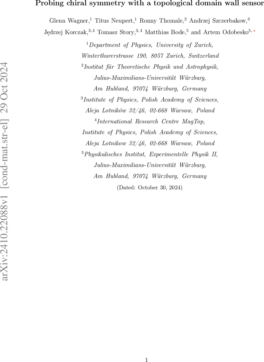 Probing chiral symmetry with a topological domain wall sensor