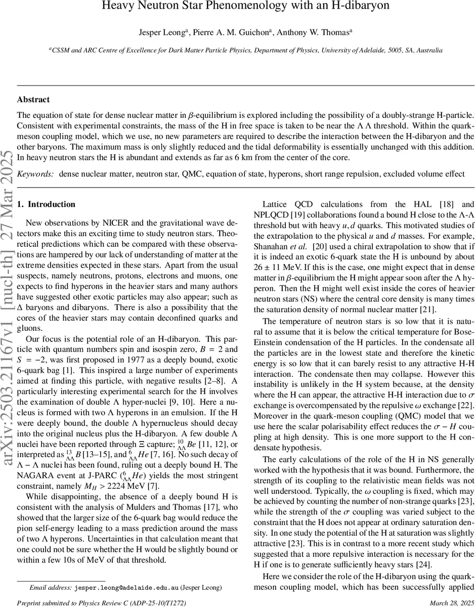Heavy Neutron Star Phenomenology with an H-dibaryon