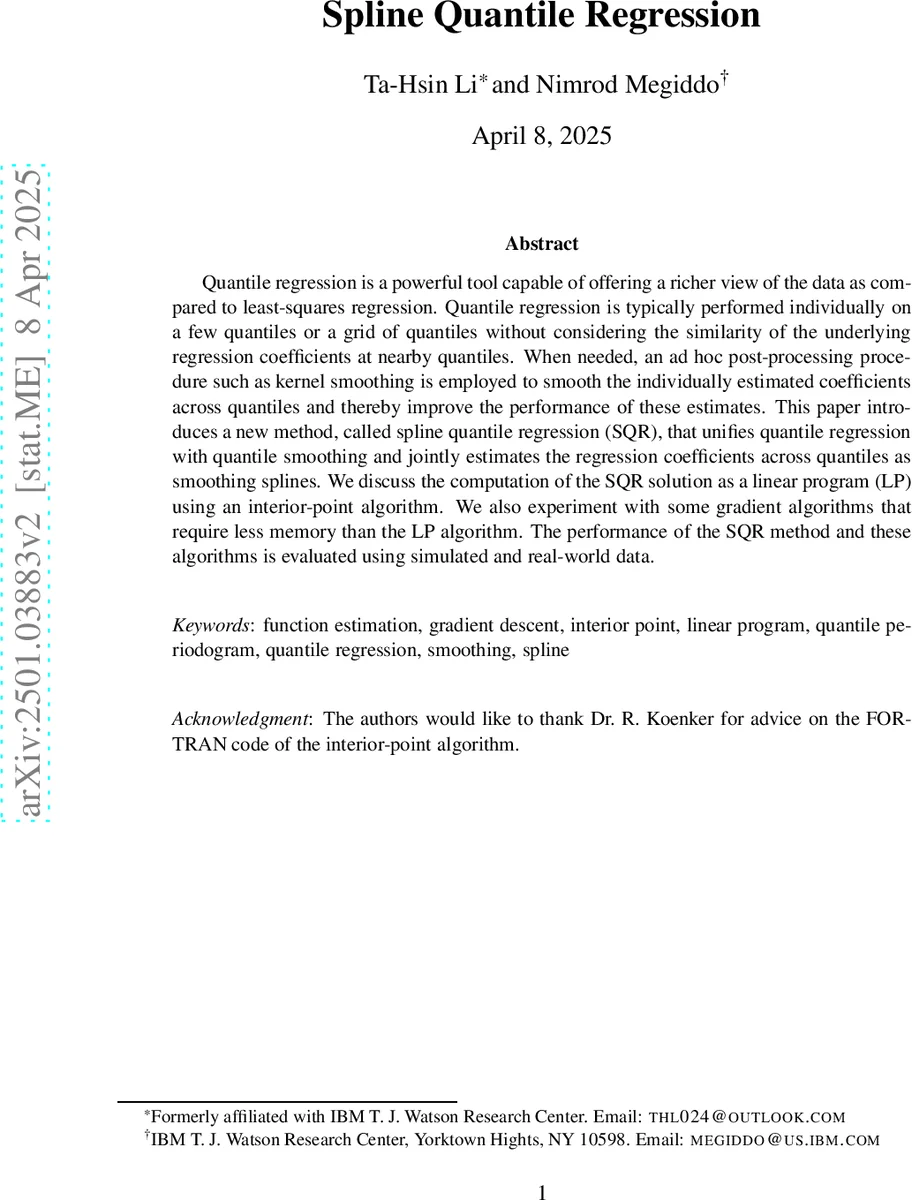 Spline Quantile Regression