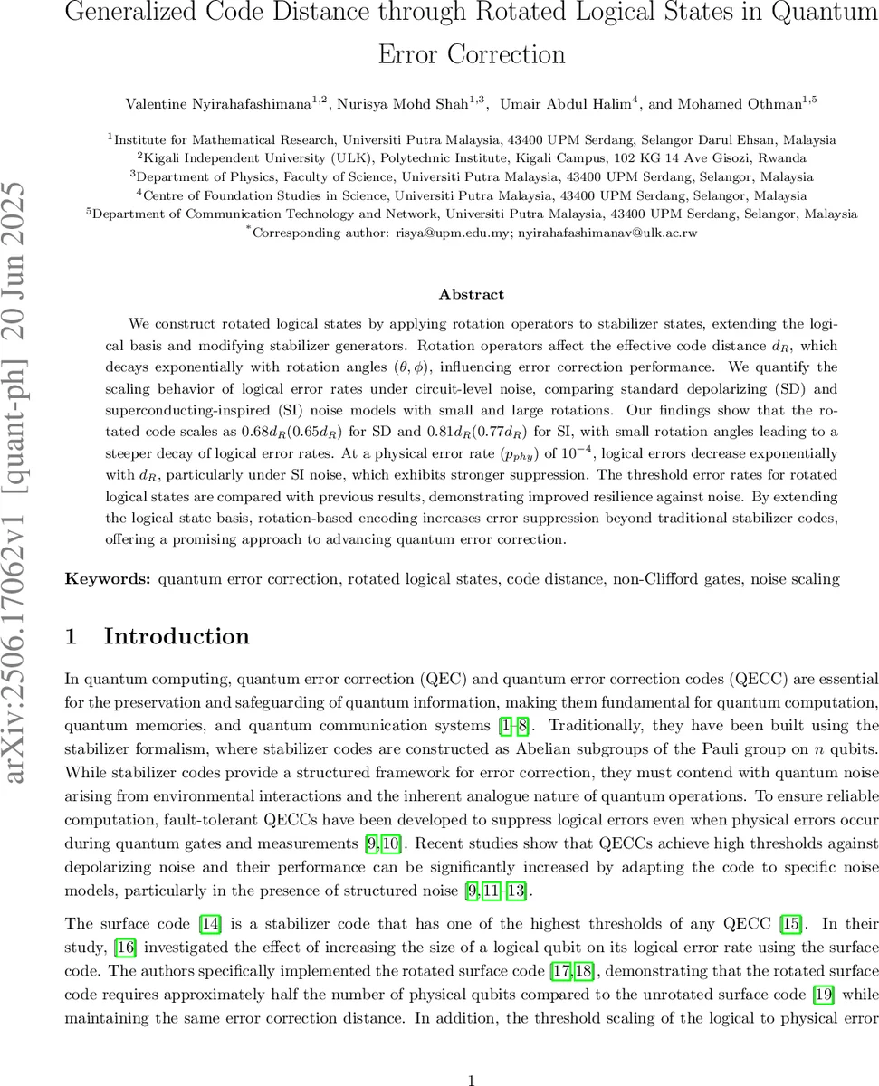 Generalized Code Distance through Rotated Logical States in Quantum Error Correction