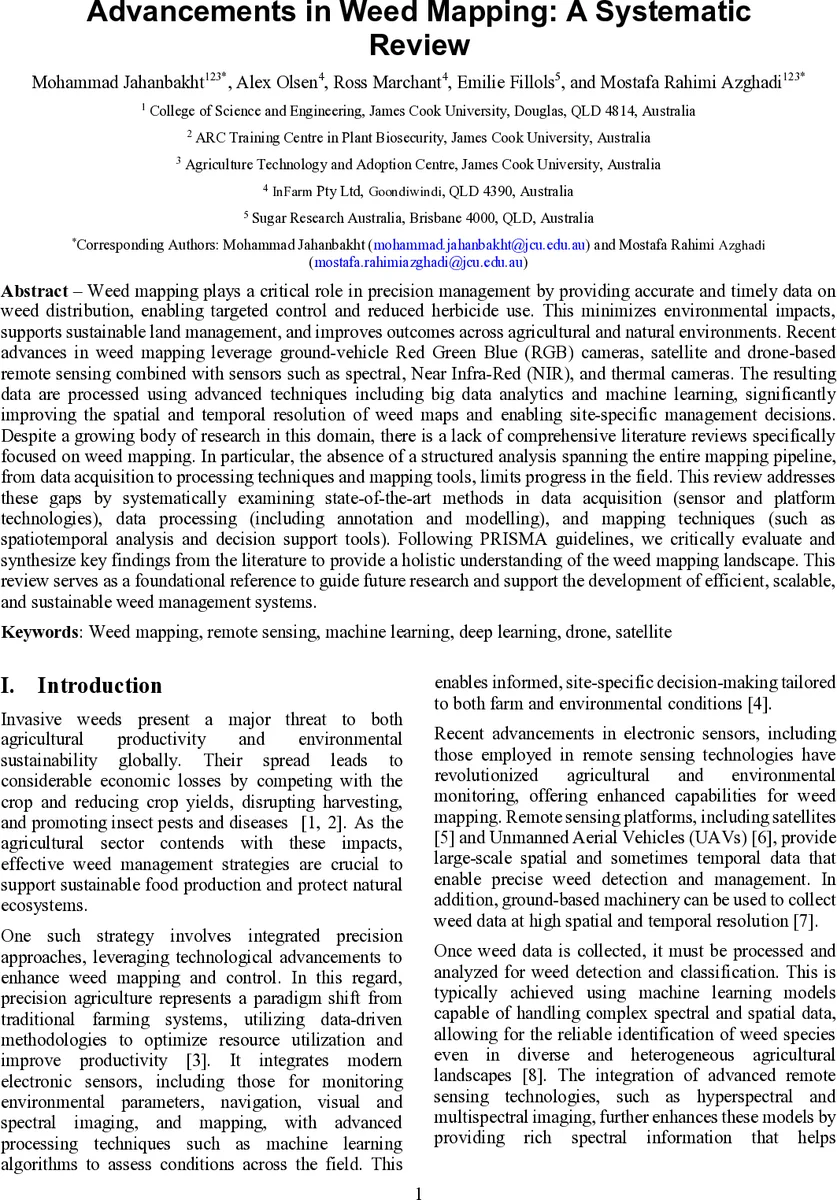 Advancements in Weed Mapping: A Systematic Review