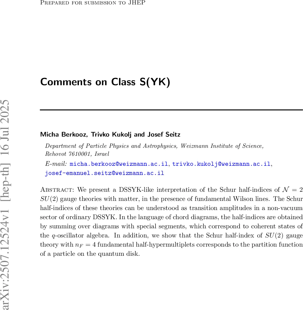 Comments on Class S(YK)