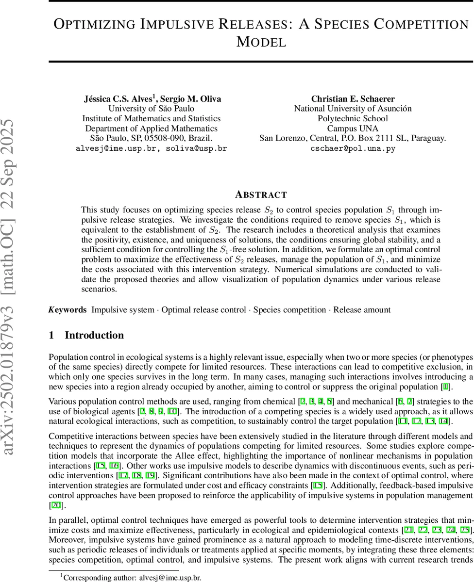 Optimizing Impulsive Releases: A Species Competition Model