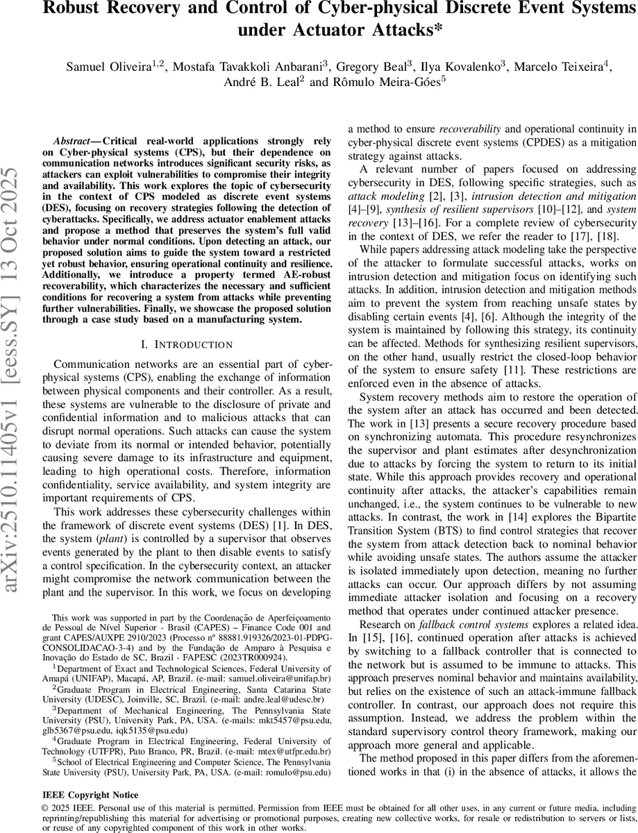 Robust Recovery and Control of Cyber-physical Discrete Event Systems under Actuator Attacks