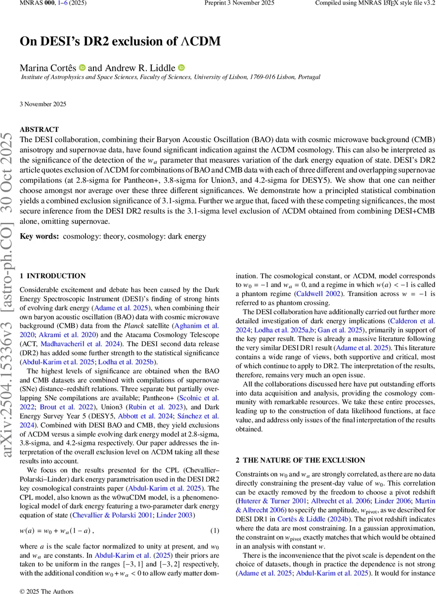On DESI's DR2 exclusion of $Λ$CDM