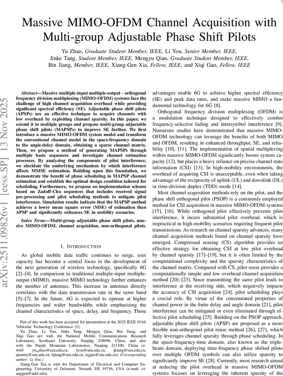 Massive MIMO-OFDM Channel Acquisition with Multi-group Adjustable Phase Shift Pilots