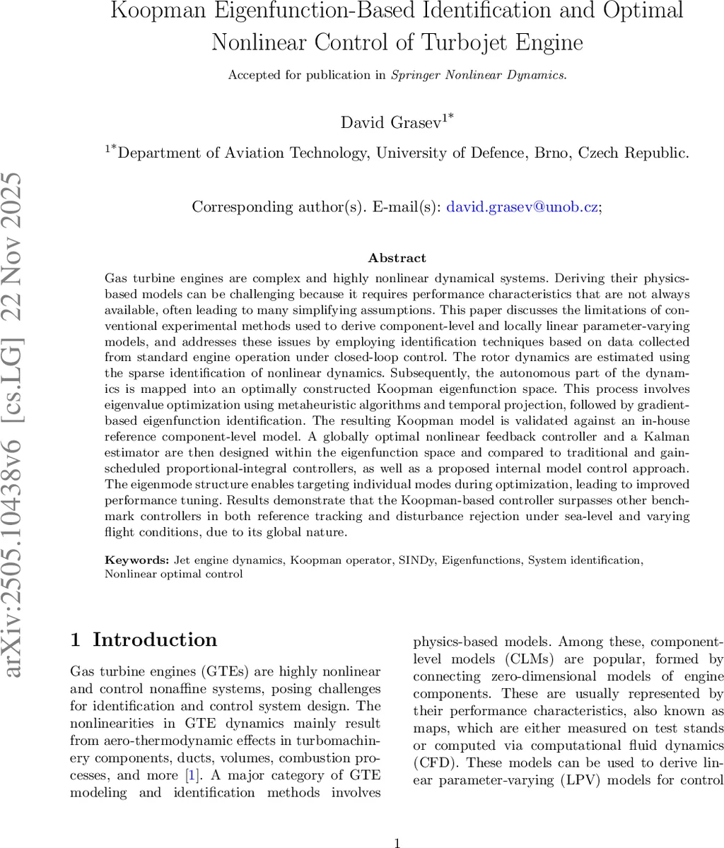 Koopman Eigenfunction-Based Identification and Optimal Nonlinear Control of Turbojet Engine