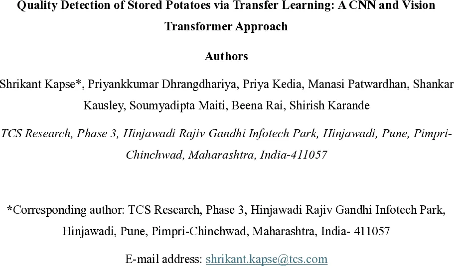 Quality Detection of Stored Potatoes via Transfer Learning: A CNN and Vision Transformer Approach