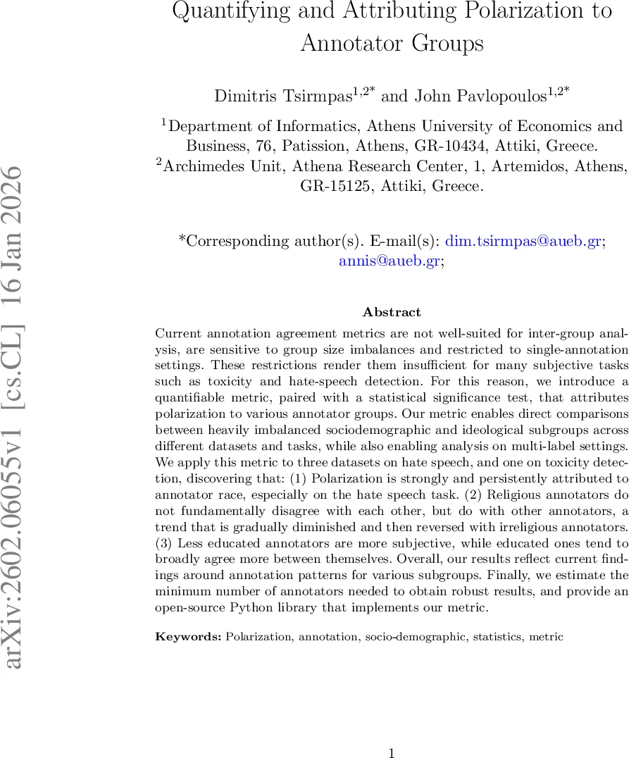 Quantifying and Attributing Polarization to Annotator Groups