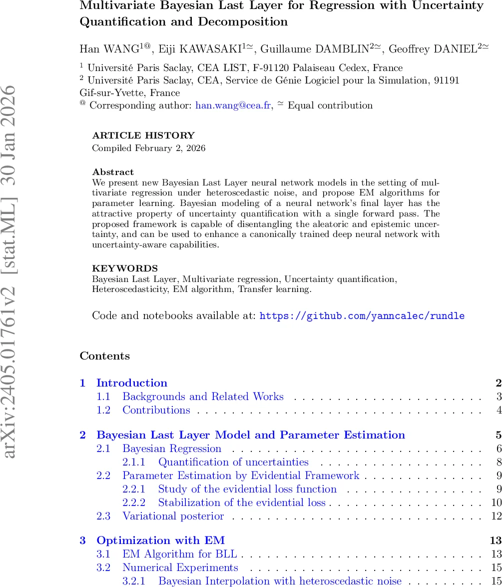 Multivariate Bayesian Last Layer for Regression with Uncertainty Quantification and Decomposition