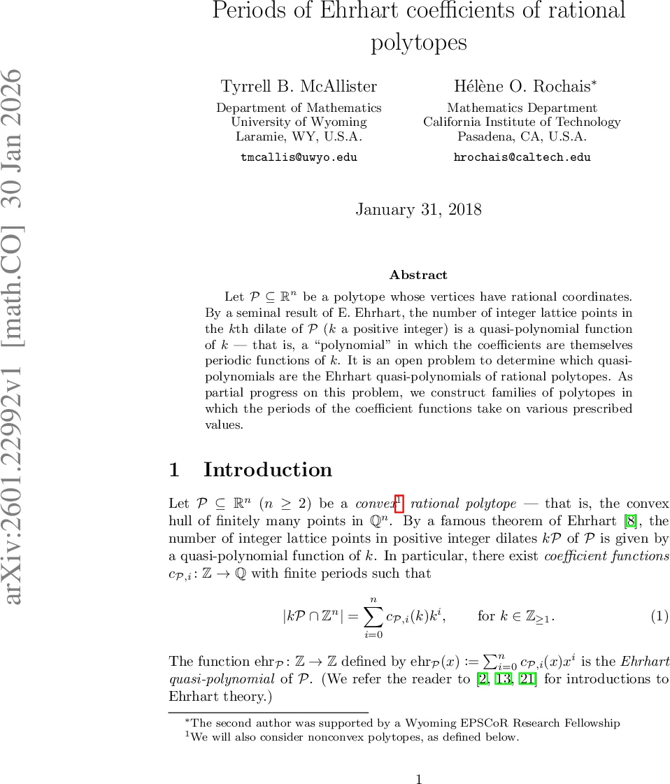 Periods of Ehrhart coefficients of rational polytopes