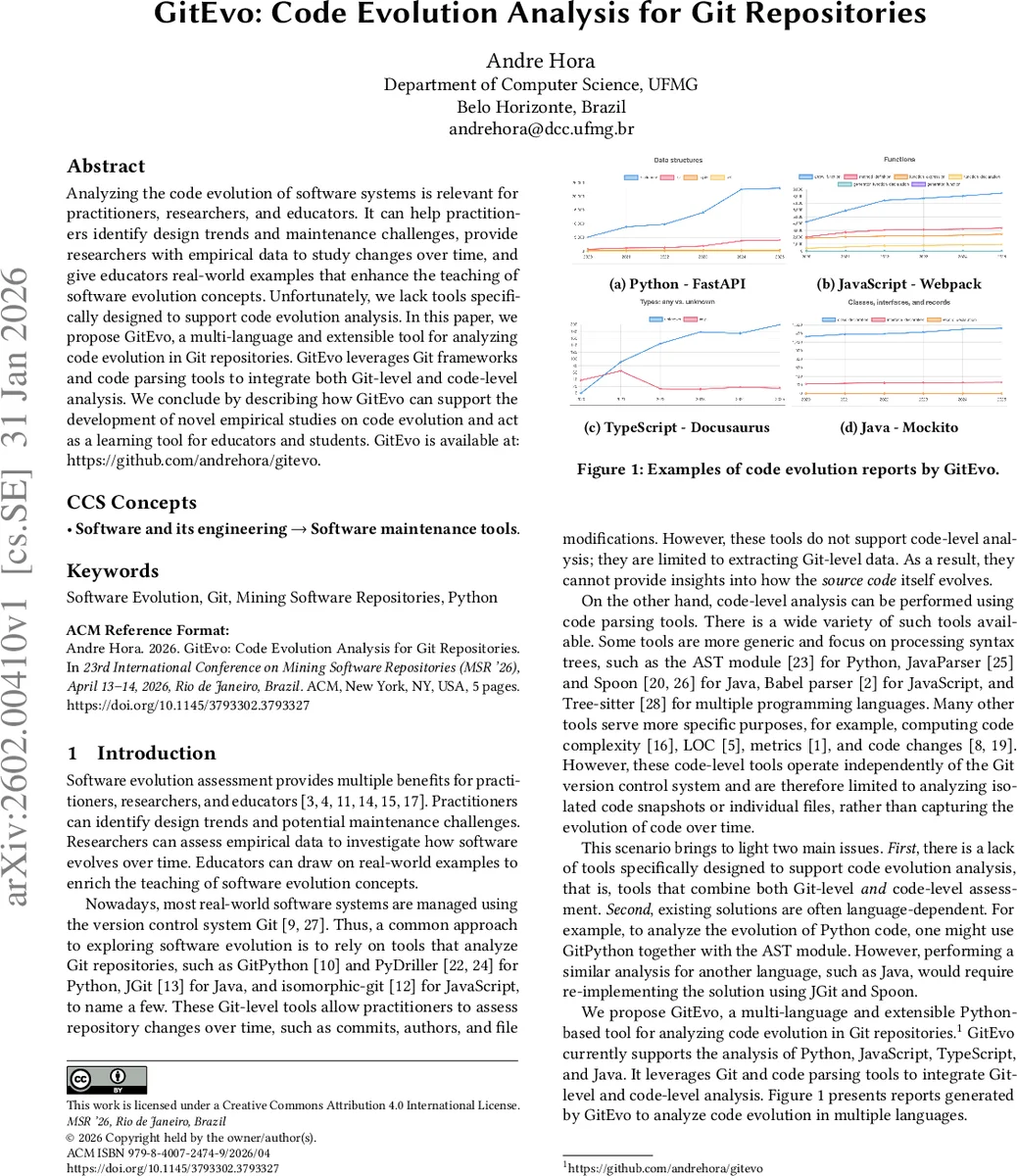 GitEvo: Code Evolution Analysis for Git Repositories