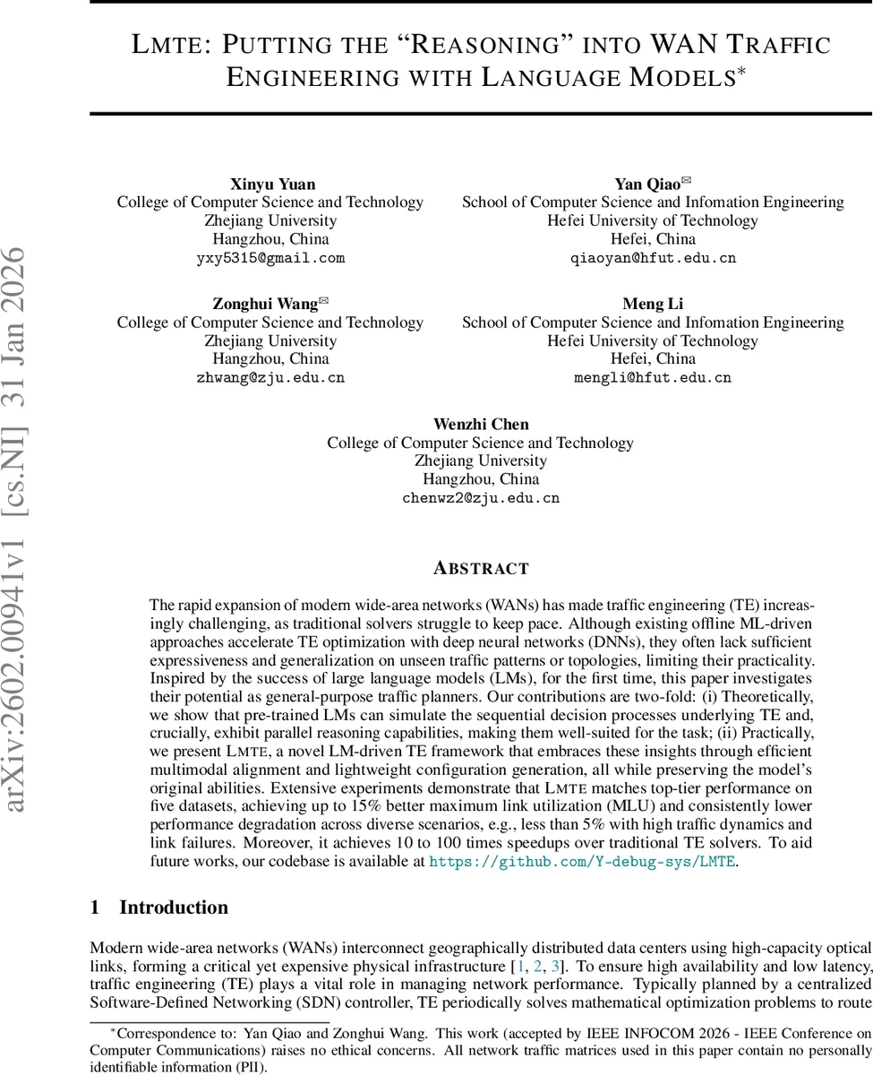 LMTE: Putting the "Reasoning" into WAN Traffic Engineering with Language Models
