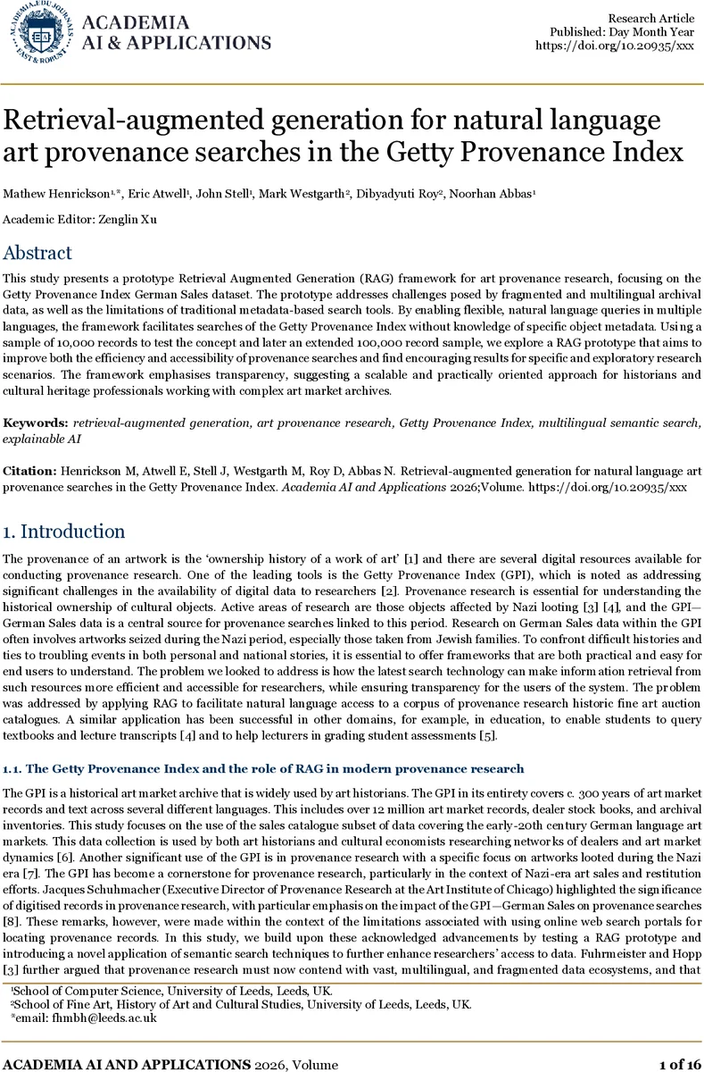 Retrieval-Augmented Generation for Natural Language Art Provenance Searches in the Getty Provenance Index
