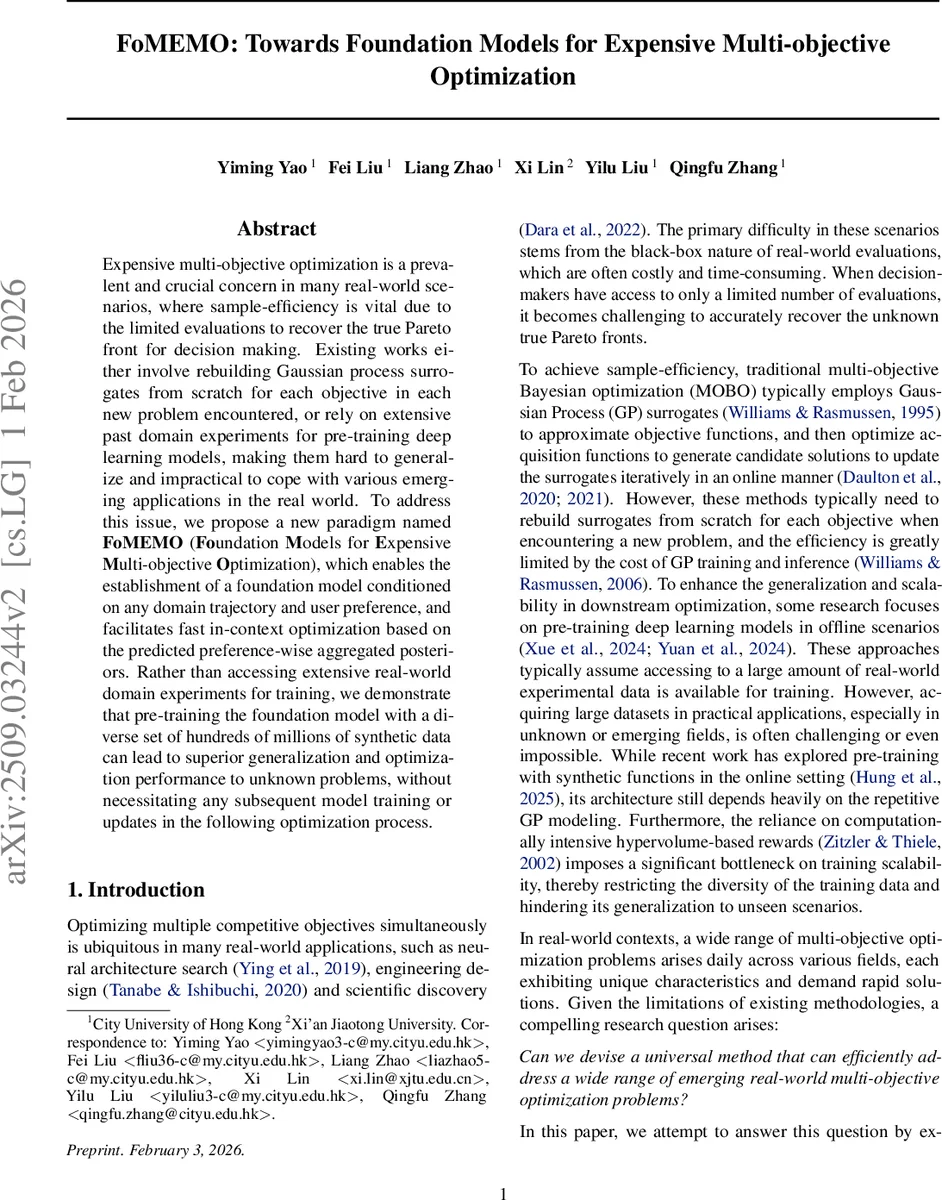 FoMEMO: Towards Foundation Models for Expensive Multi-objective Optimization