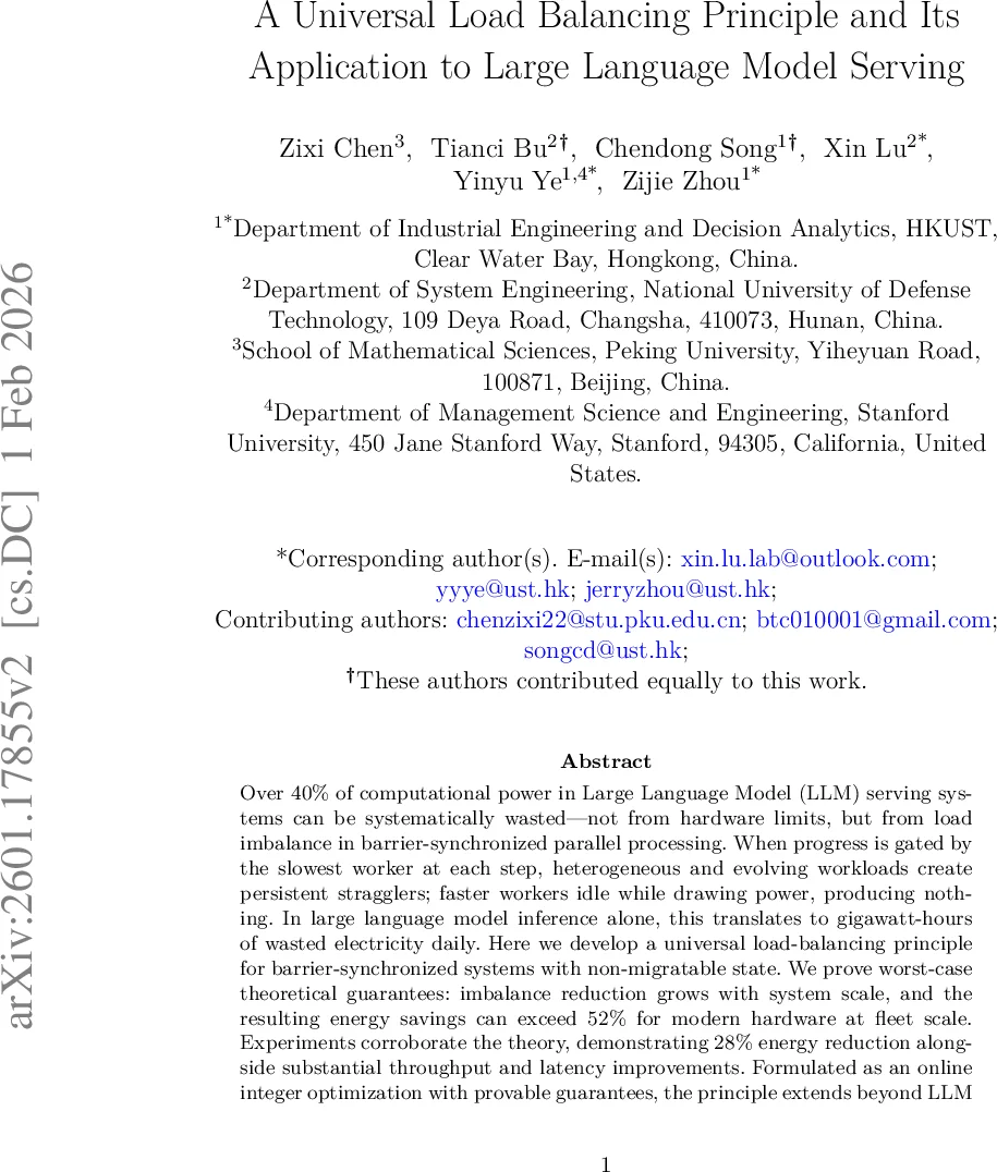 A Universal Load Balancing Principle and Its Application to Large Language Model Serving